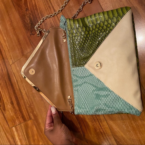 Snakeskin Mixed Leather Panel Purse - Picture 7 of 8